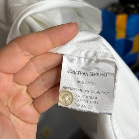 Jonathan Simkhai White Collared Cutout Sleeveless Mini Dress Cotton - Picture 9 of 10